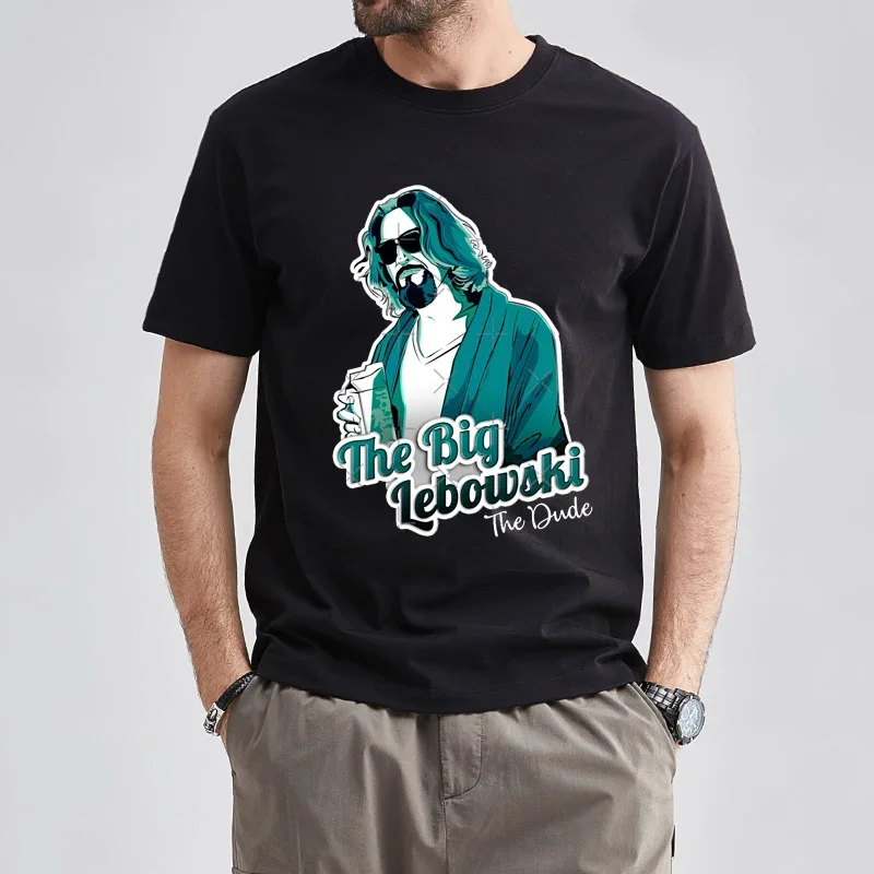 The Dude Abides Man Big Lebowski T-Shirt Short Sleeve O Neck Man Unique Vintage Humor Tees Streetwear Men T Shirts Hip-hop