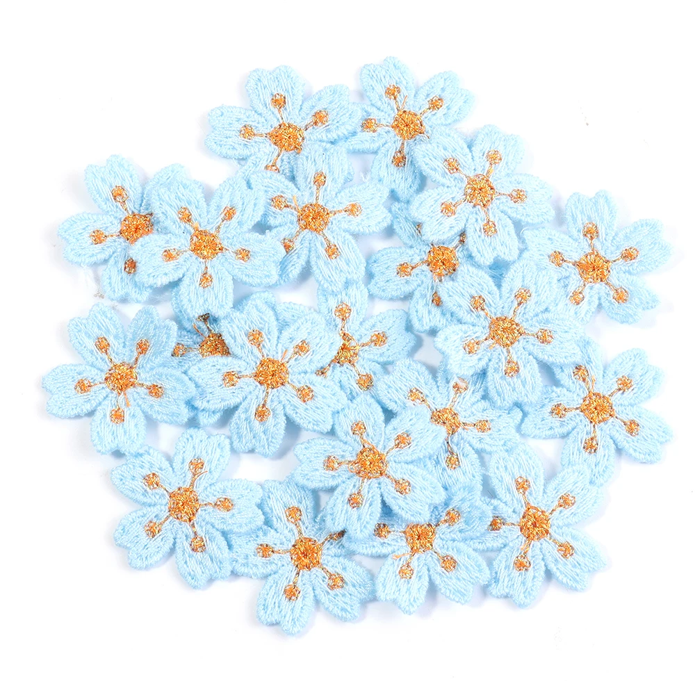 20 stks/partij Borduren Bloem Applicaties Veelkleurige 2.4 cm Kleding Patches Sticker Voor DIY Ornamenten Naaibenodigdheden Accessoires