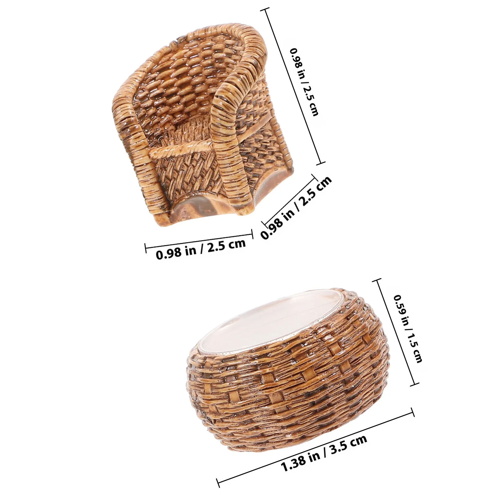 1 set di mobili in miniatura, set di sedie da tavolo intrecciate, accessori decorativi di simulazione squisita per sedia da tavolo in miniatura per piccola casa