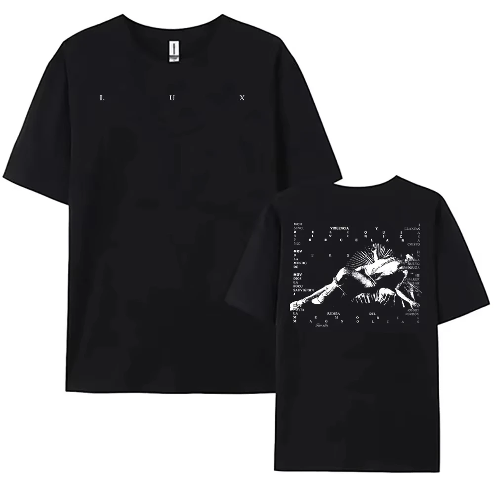 Unisex Cotton Short Sleeve Fashion Streetwear T-Shirt, Rosalía LUX Tracklist Graphic Print Top Women And Men T-shirt