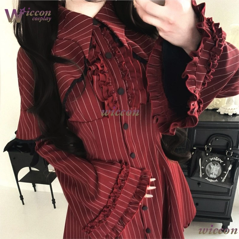 Cos Room Original Jirai kei Dress Style Faux Two-Piece Dress Dark Gothic Cosplay Costume Set Halloween Outfit Gothic Women Suit - view 6