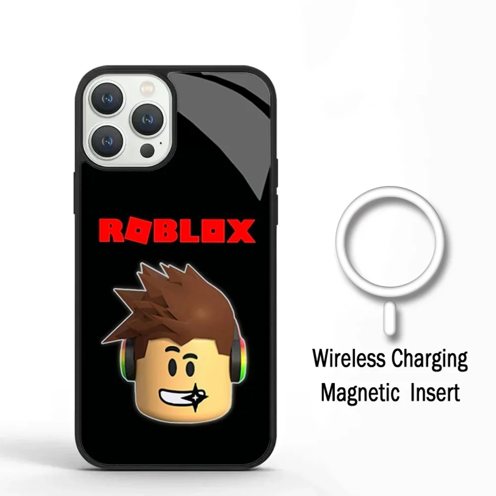 Game R-Robloxes Phone Case For IPhone 11 12 13 14 15 Plus Pro Max Mirror Acrylic Cover For Magsafe