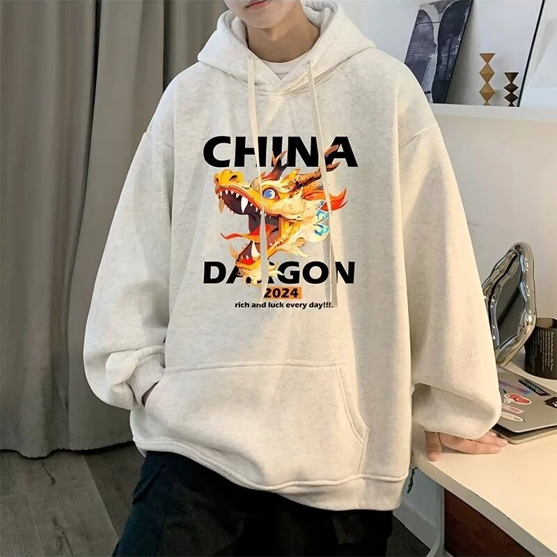 

2024 New China Dragon Graphic Hoodies Men Hip Hop Streetwear Hoodie Sweatshirt Harajuku Fleece Printed Pullover Hoody Clothes