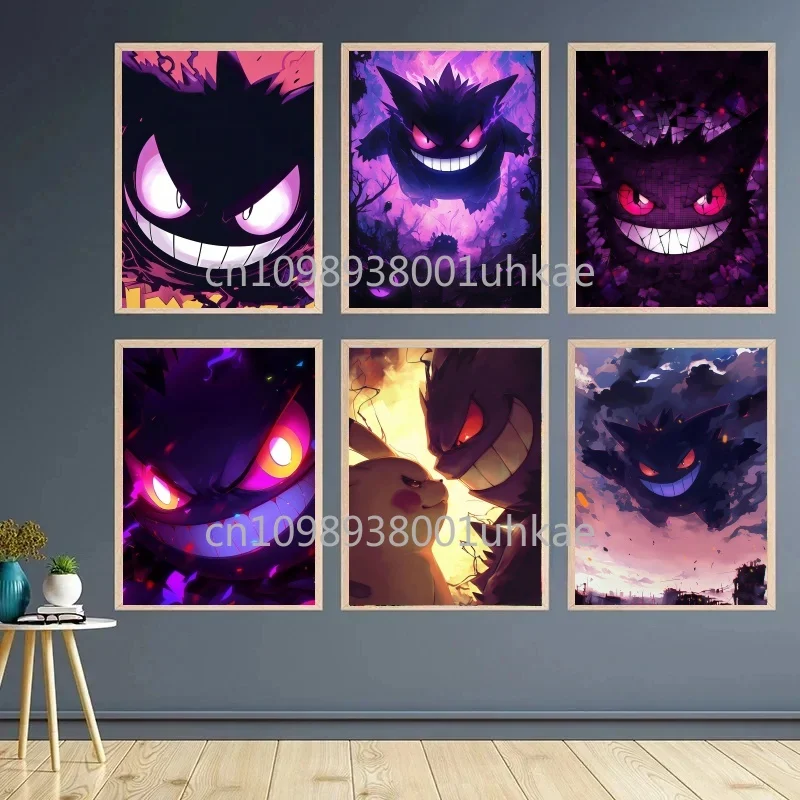 

Anime Pokemon Pokémon Gengar Pikachu HD Digital Painting Watercolor Printing Canvas Painter Decoration Mural Children's Gifts