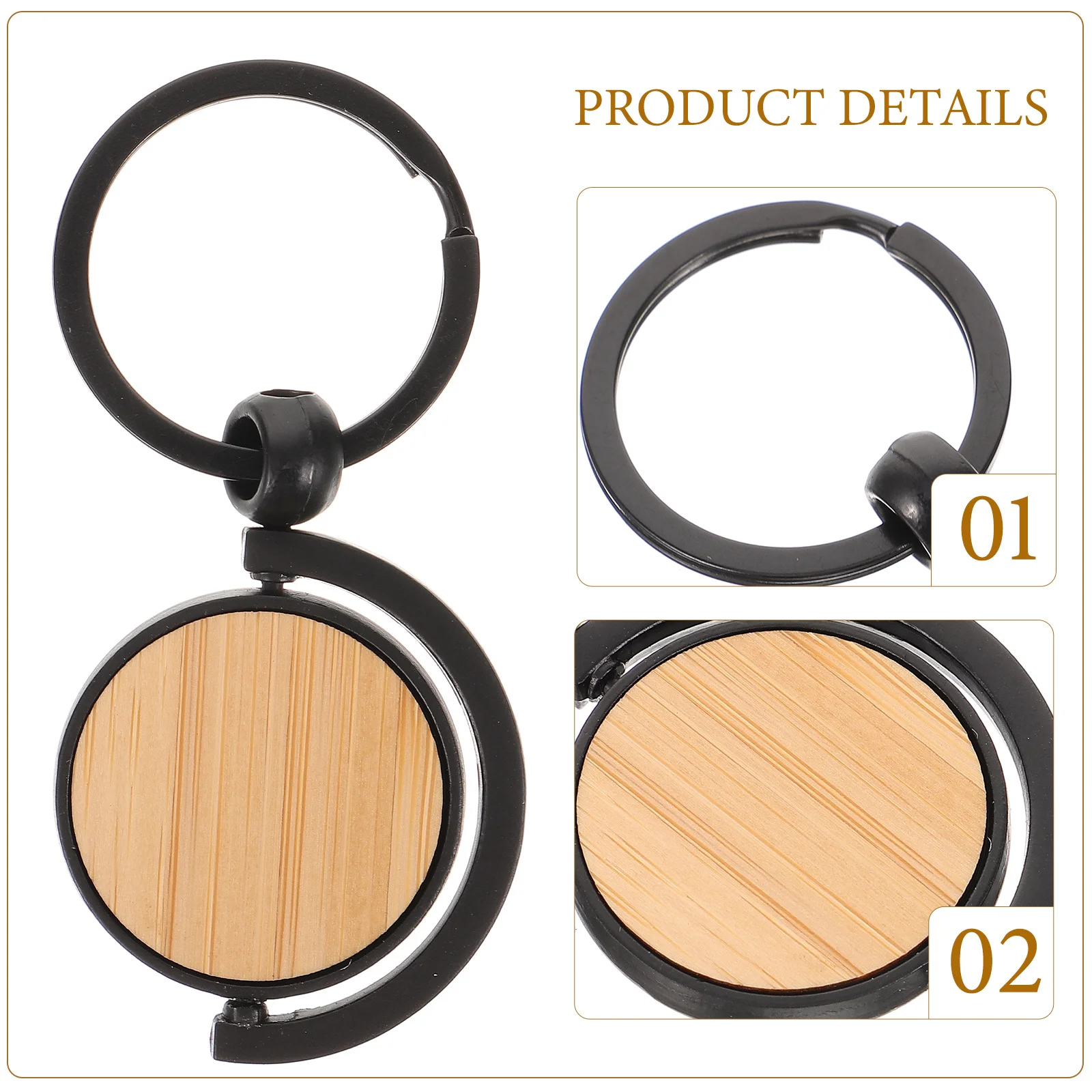 

4pcs Metal Swivel Keychain Blank Wooden Key Rings Smooth Diy Unfinished Wood Pendants For Craft Art Projects Keychain Blanks
