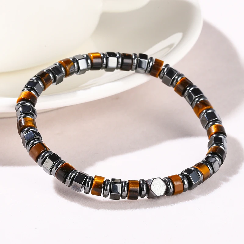 6mm Natural Hematite Stone Spacer Bead Bracelets Women Men Reiki Healing Yoga Meditation Elastic Bracelet Fashion Jewelry Gift