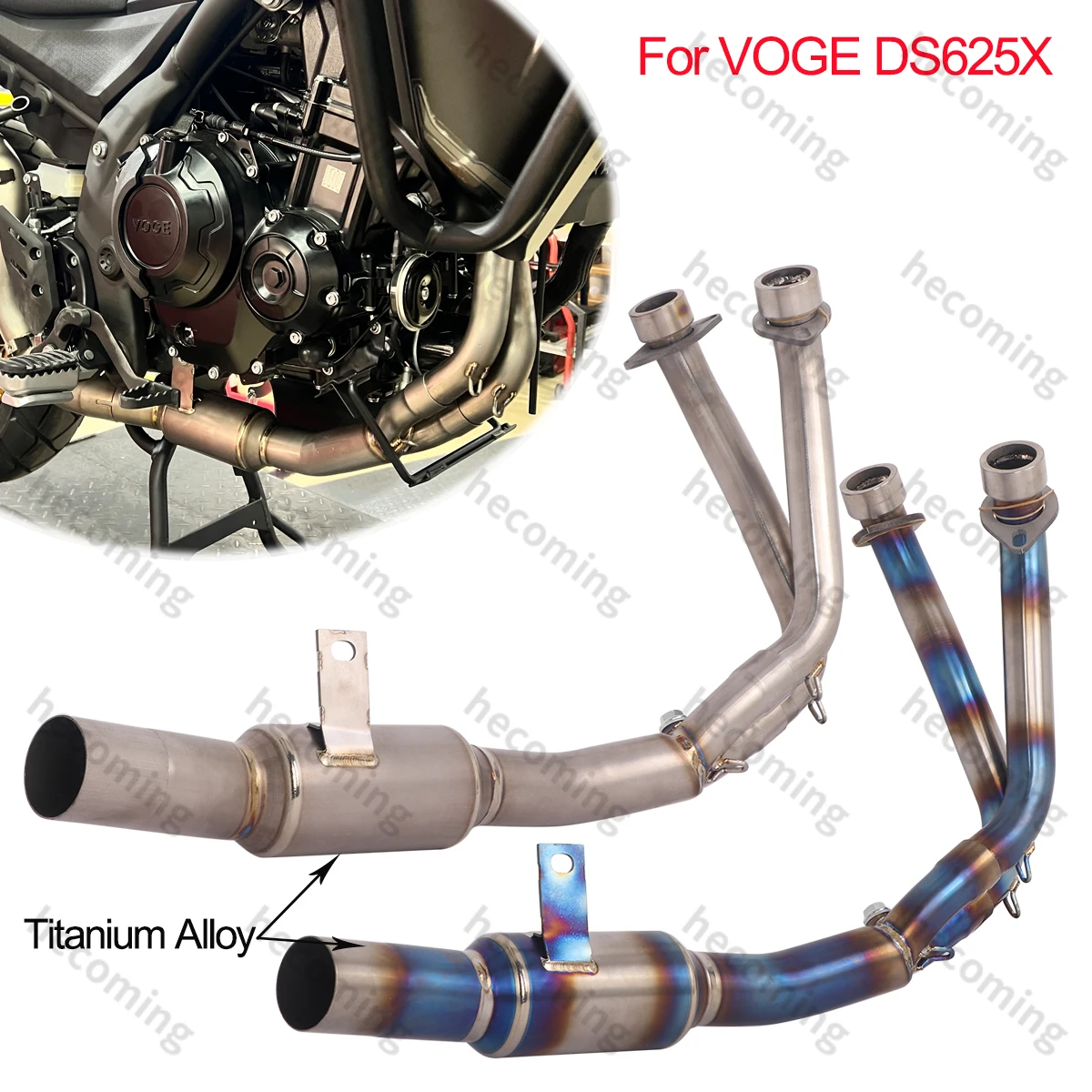 Tubo di collegamento anteriore di scarico Slip On per VOGE DS625X Moto Escape Tubo anteriore marmitta in lega di titanio