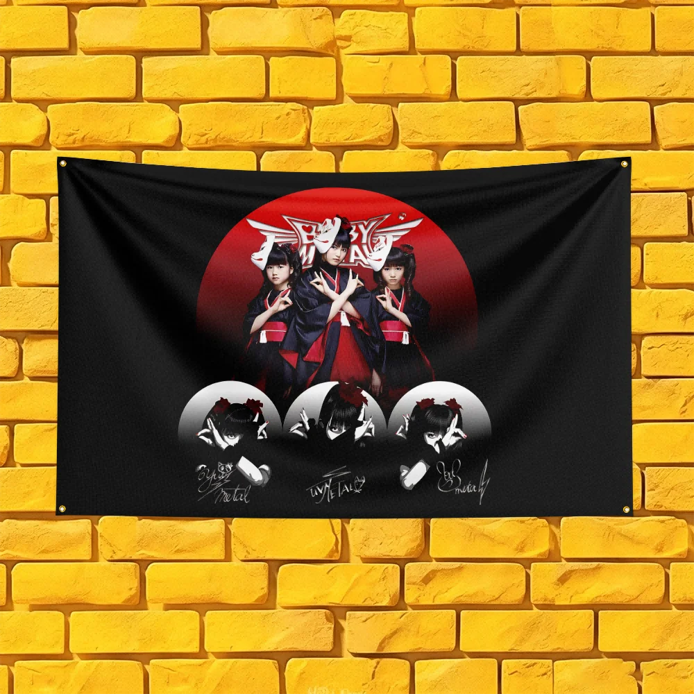 Babymetal Style Rock Flag 3x5 FT 90x150cm Polyester Wall Hanging For Concert Decor Music Lover