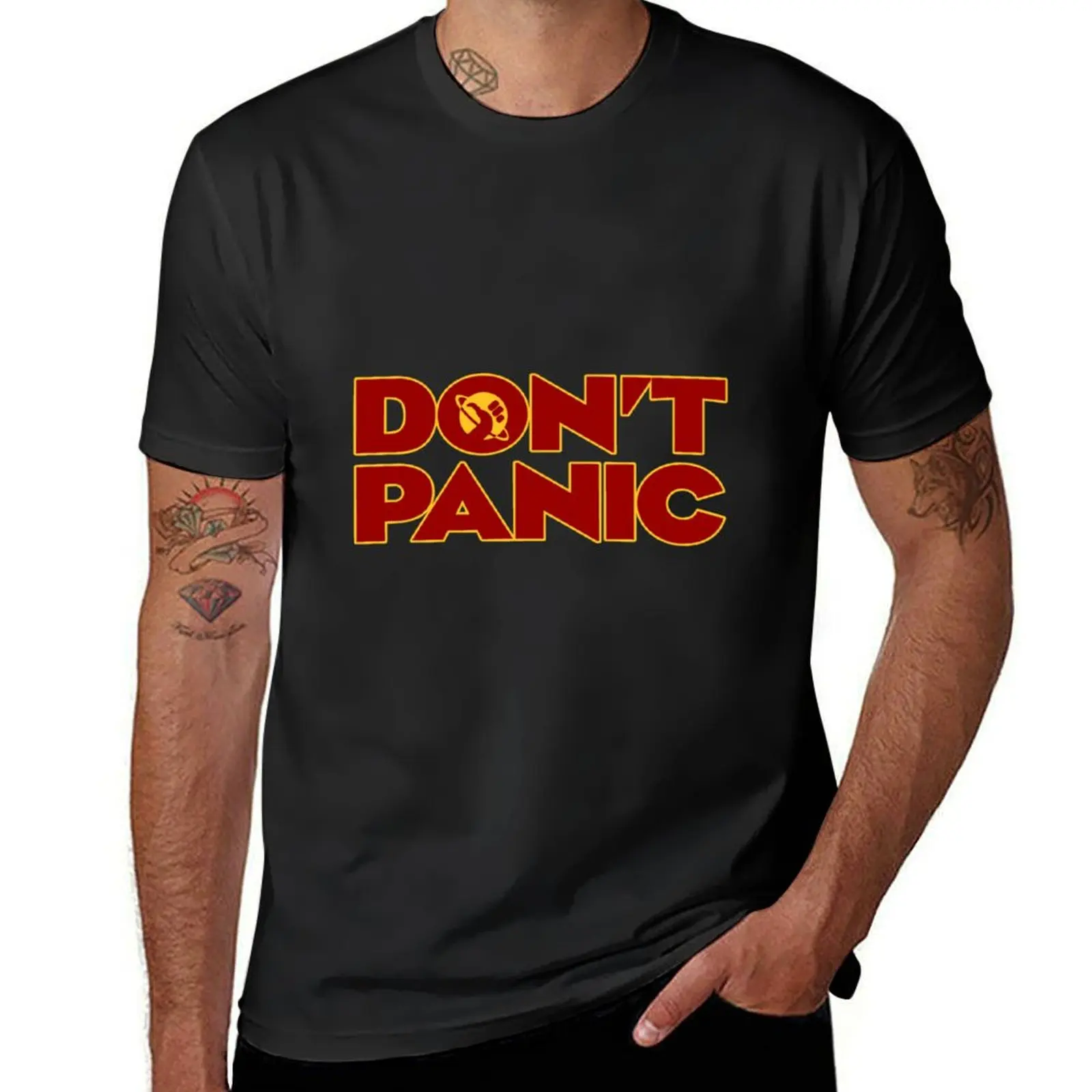 Don_t Panic Hitchhikers Guide To The Galaxy T-Shirt plain graphics oversized vintage clothes funny t shirts for men