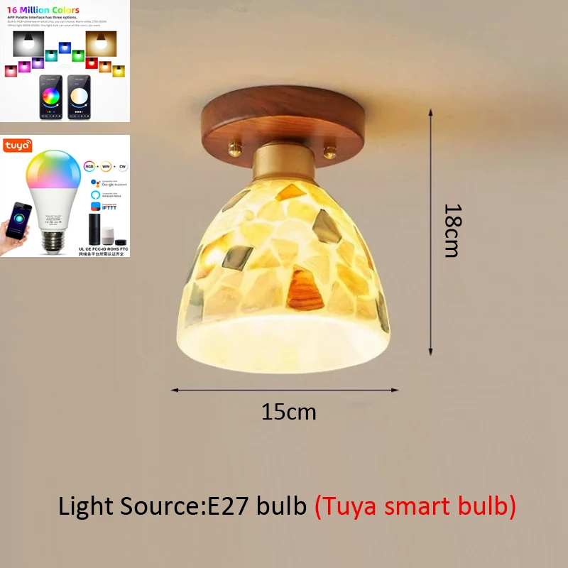 French Retro Luxury Entryway Lamp Neo Chinese Balcony Bedroom Study Corridor Passage Tuya Wi-Fi Bluetooth Smart Ceiling Light