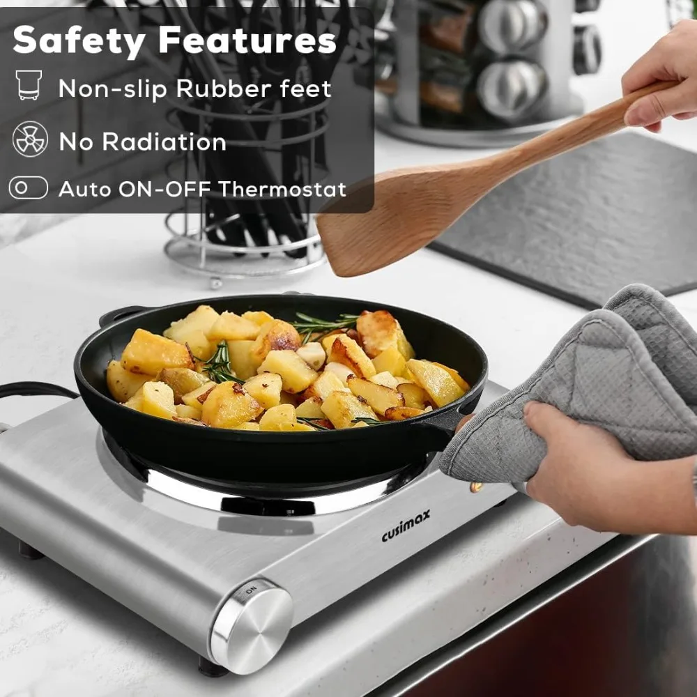 Electric Burner 1500W Hot Plate Cooking Single Burner Electric Stove with Heat-up in Seconds Adjustable Temperature Control