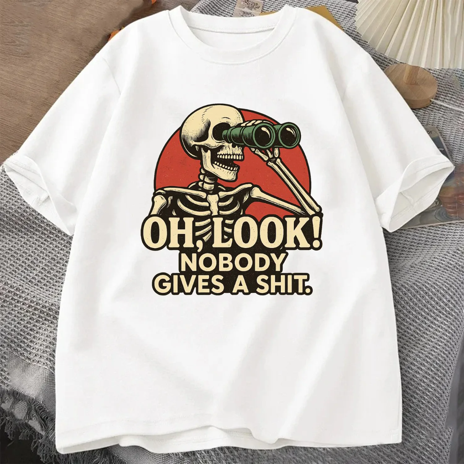 أوه نظرة لا أحد يمنح القرف السخرية تي شيرت الصيف الرجال رياضية الجولة الرقبة قصيرة الأكمام ملابس رياضية عادية متعة القمم القطن المحملة #6