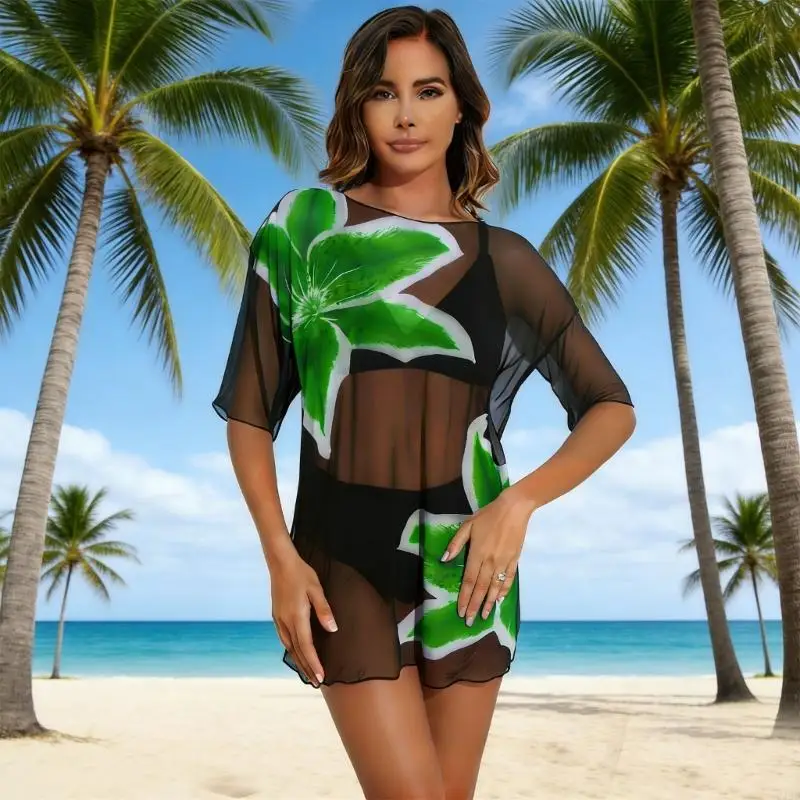 3-teiliges Damen-Schutz-Mesh-Tankini-Outfit mit trendigem Aufdruck und Sonnenschutztechnologie für Poolspaß 24BD