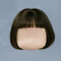 BJD high temperature silk wig for big head, Blyth wig suitable head circumference 25-27cm sister pear flower bangs short hair