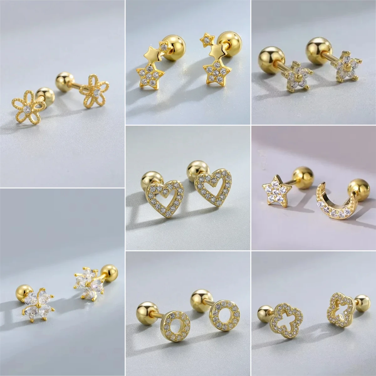 Neue Modische Herz-Ohrstecker für Frauen Hypoallergene Schraub-Knorpel-Helix-Ohrringe Mädchen Piercing-Accessoires Schmuck Geschenke