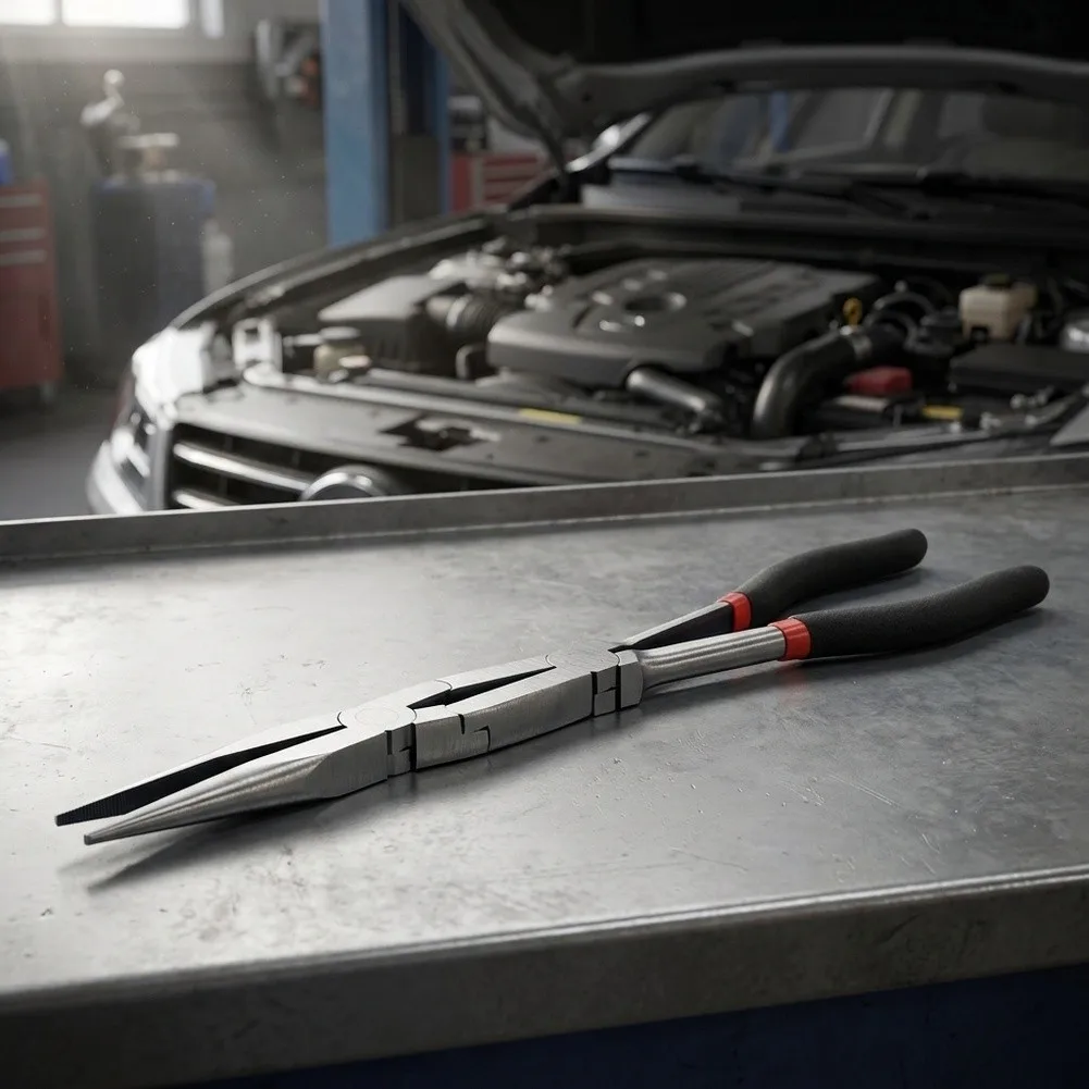 13 Inch Needle Nose Pliers Built from 45# Steel with Fast Opening Dual Rivet System for Efficient Cable Management