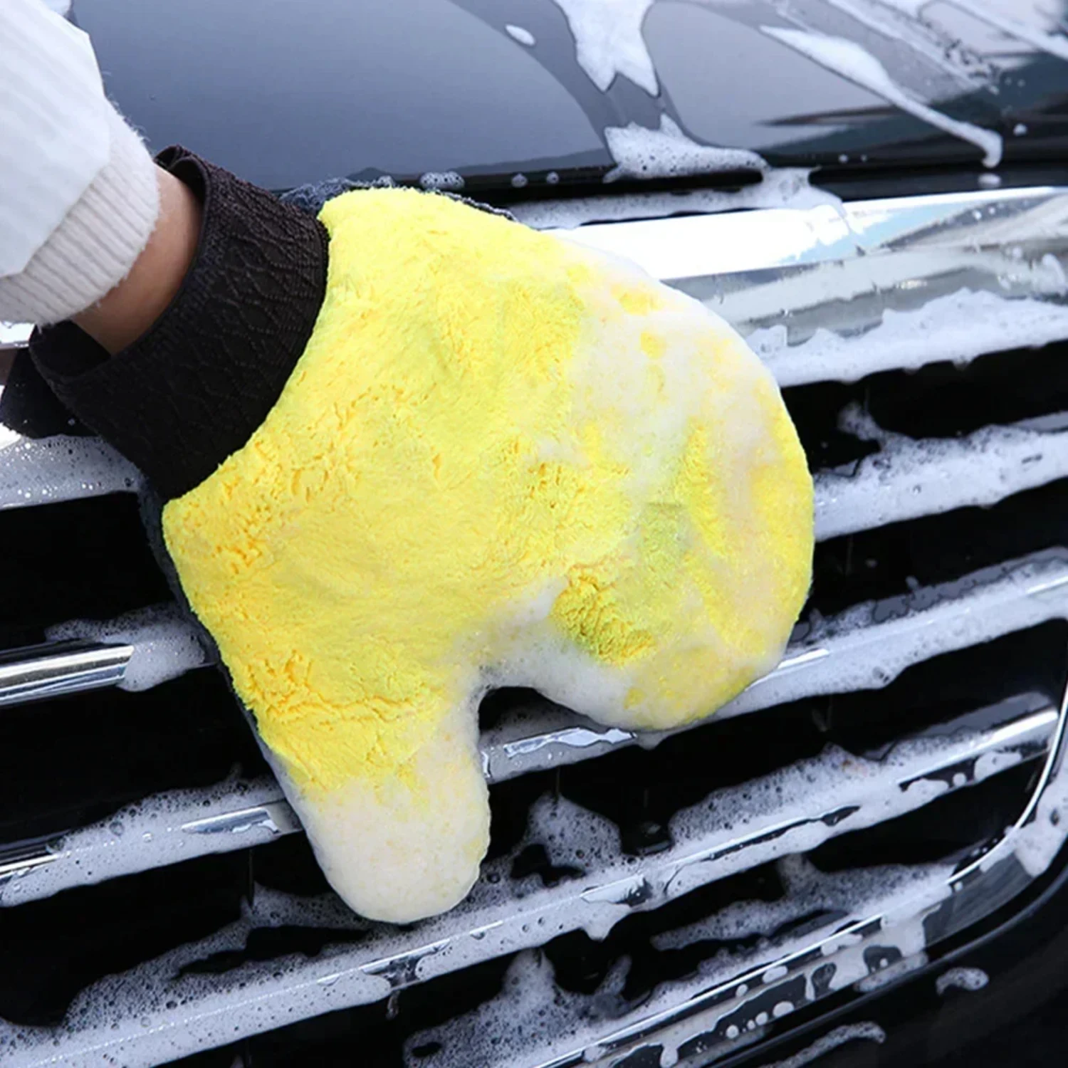 

1PC Car Wash Gloves Double-sided Coral Fleece Thickened Super Absorbent Car Wiping Gloves Motorcycle Car Household