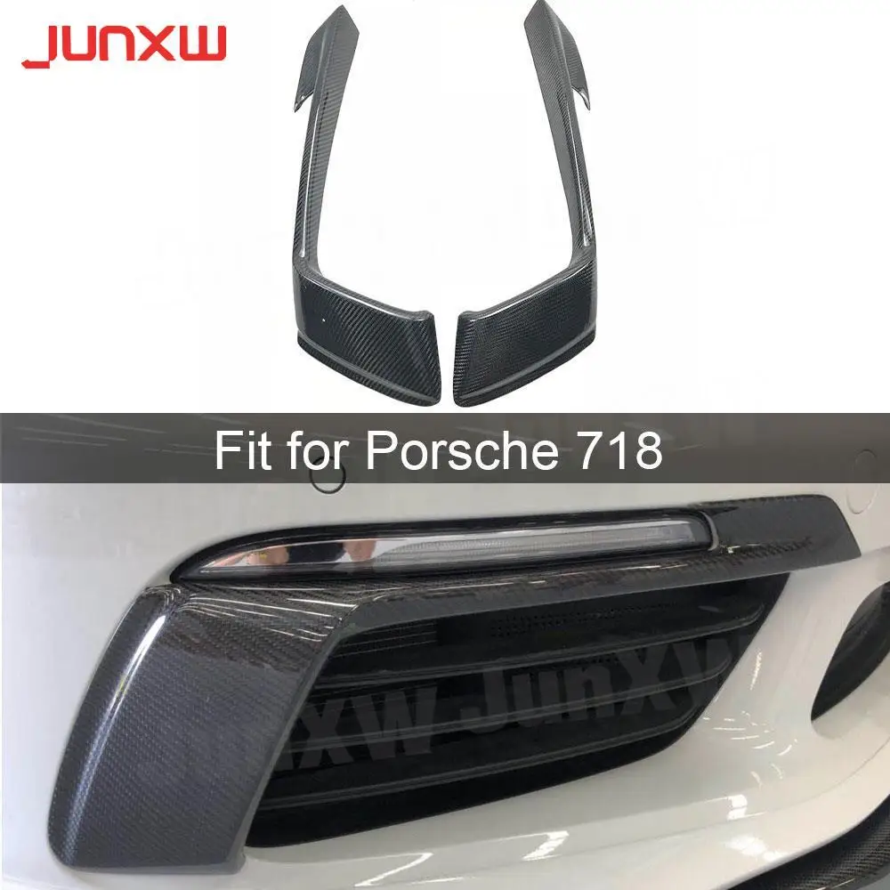 

Carbon Fiber Front Fog Lamp Trims Frame Decoration Cover fit for Porsche 718 Cayman Boxster 2016-2019