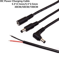 DC Power Plug 5.5 X 2.1 2.5mm 5.5 * 2.1mm Male Female CCTV Adapter Connector Cable Extension Cords 12V Surveillance Camera