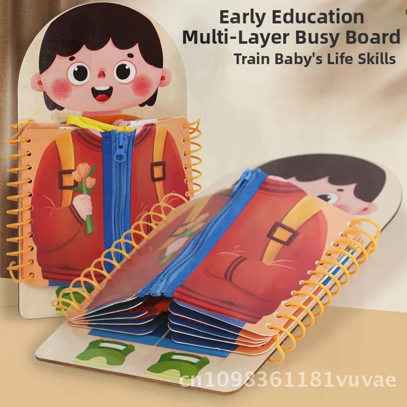 Juguete educativo Montessori de madera para niños, tablero ocupado multicapa, vendaje de educación temprana, entrenamiento de capacidad de aprendizaje