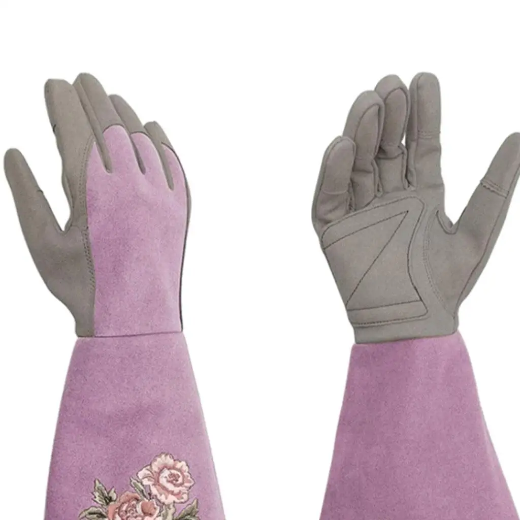 Leather Gardening Gloves Gauntlet for Men Women Thorn Resistant Long Sleeve Rose Pruning Gloves for Garden Work Protection