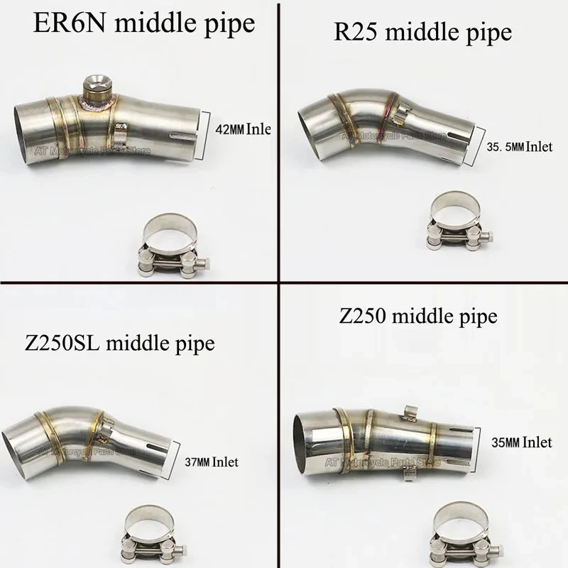 Universelles 51mm Motorrad Auspuff Schall dämpfer mittleres Mittel verbindungs rohr für kawasaki er6n ninjia250 z250 z250sl yamaha r3