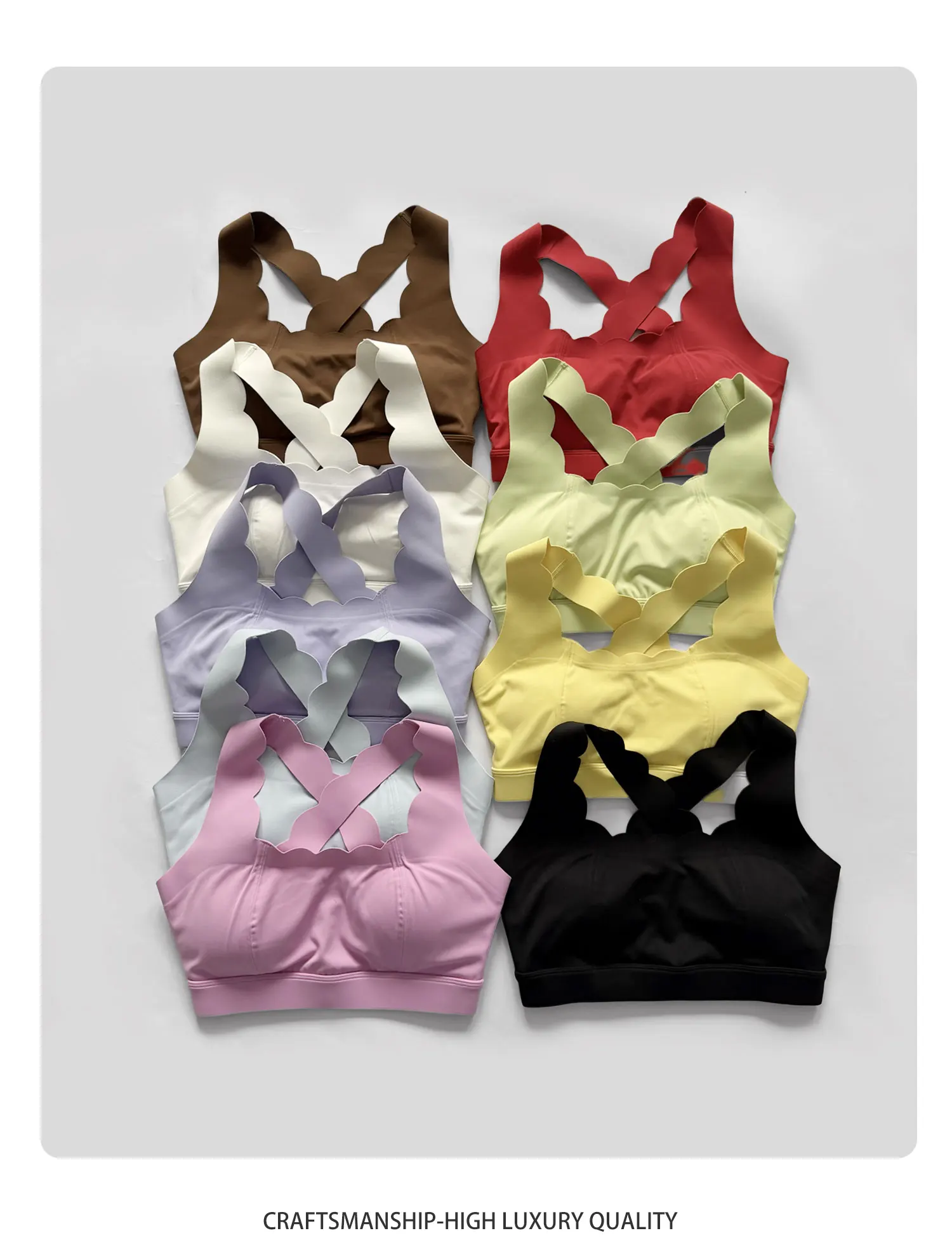 Women Petal Trim Cross Back Push Up Sports Bra High Waist Compression Leggings Set Quick Dry Breathable Yoga Gym Outfits