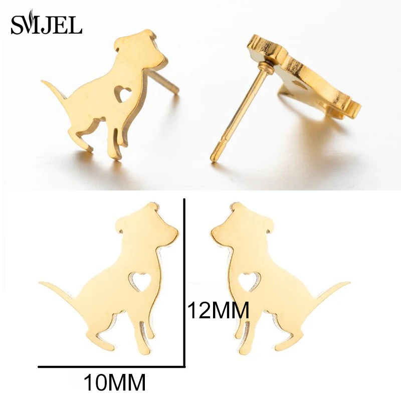 4Pairs/Lot Minimalist Jewelry Cute Dog Earrings for Women Stainless Steel Corgi Shepherd Dog Earing Small Animal Studs Girl Gift
