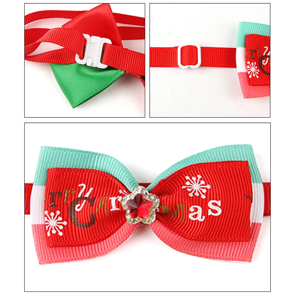 Delicate Cat Dog Bow Tie Collar 3pcs/set Chrismas Neck Strap Pet Collars Fashion Adjustable Kitten Puppy Dressing Up Necklace