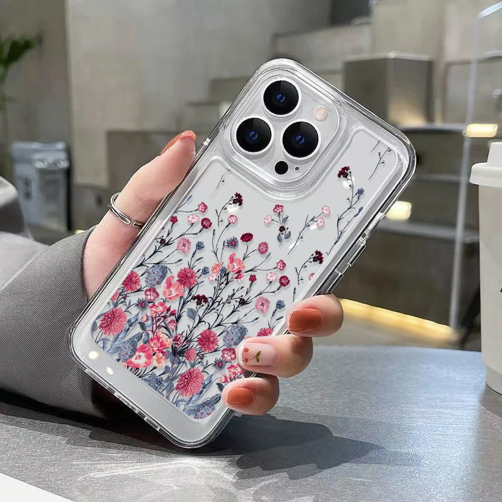 Flower Transparent Case For Samsung A53 5G A54 A34 A33 A52 A32 A13 A12 A14 S23 Ultra S22 S21 S20 FE Soft TPU Silicon Funda Cover