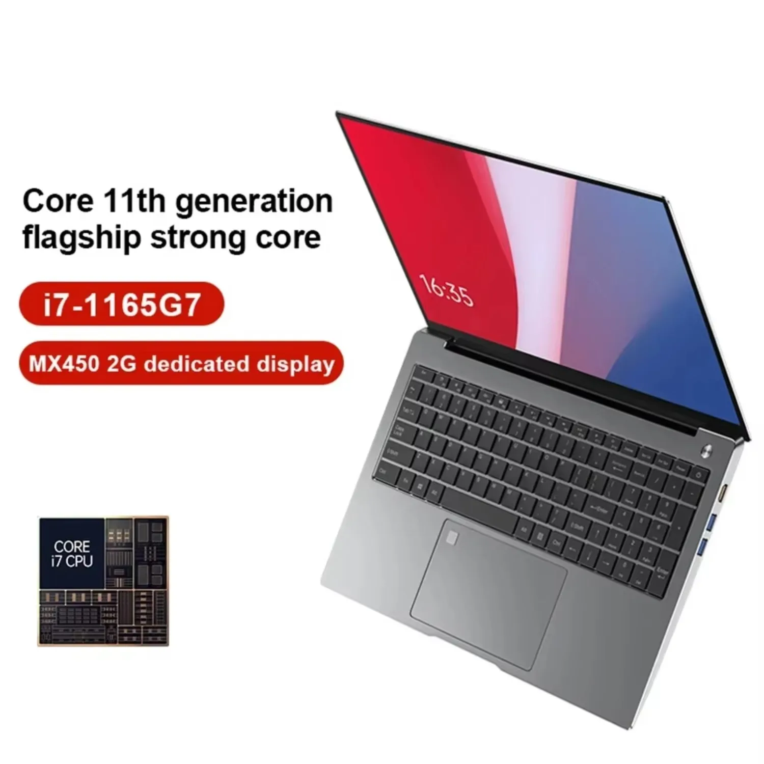 Yepo New Global Edition Laptop Intel Core i7 Win11 schermo HD da 15.6 pollici MX450 2G scheda grafica indipendente 0.3 sblocco delle impronte digitali