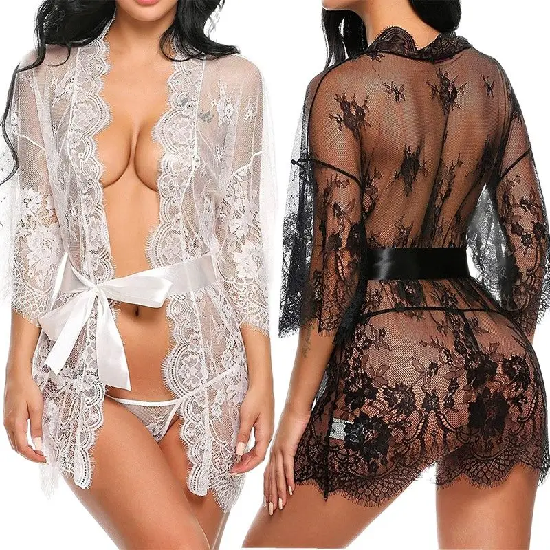 See Through Lace Pajama Babydoll Dress Set Women Pijama Mujer Strap Sleeveless Sexy Sleepwear Short Lingerie Female Nightwear