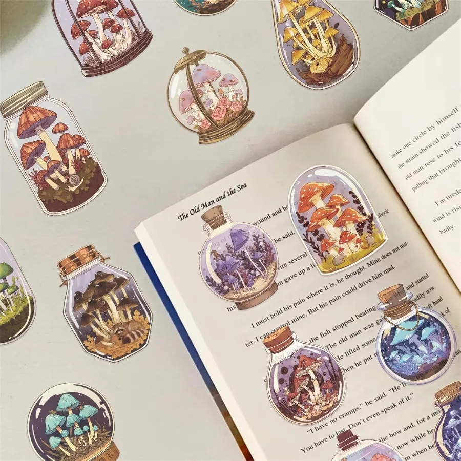 50 قطعة ملصقات الفطر خمر لأجهزة الكمبيوتر المحمول الجمالية نابض بالحياة واضح الفطر الشارات لزجاجات المياه المجلات هدايا الحفلات