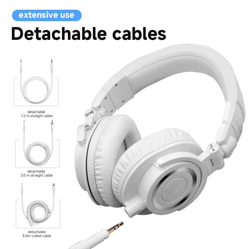ATH-M50X Studio Monitor-hoofdtelefoon Over-ear Hi-Res Audio Opvouwbare afneembare kabel voor DJ-mixopname