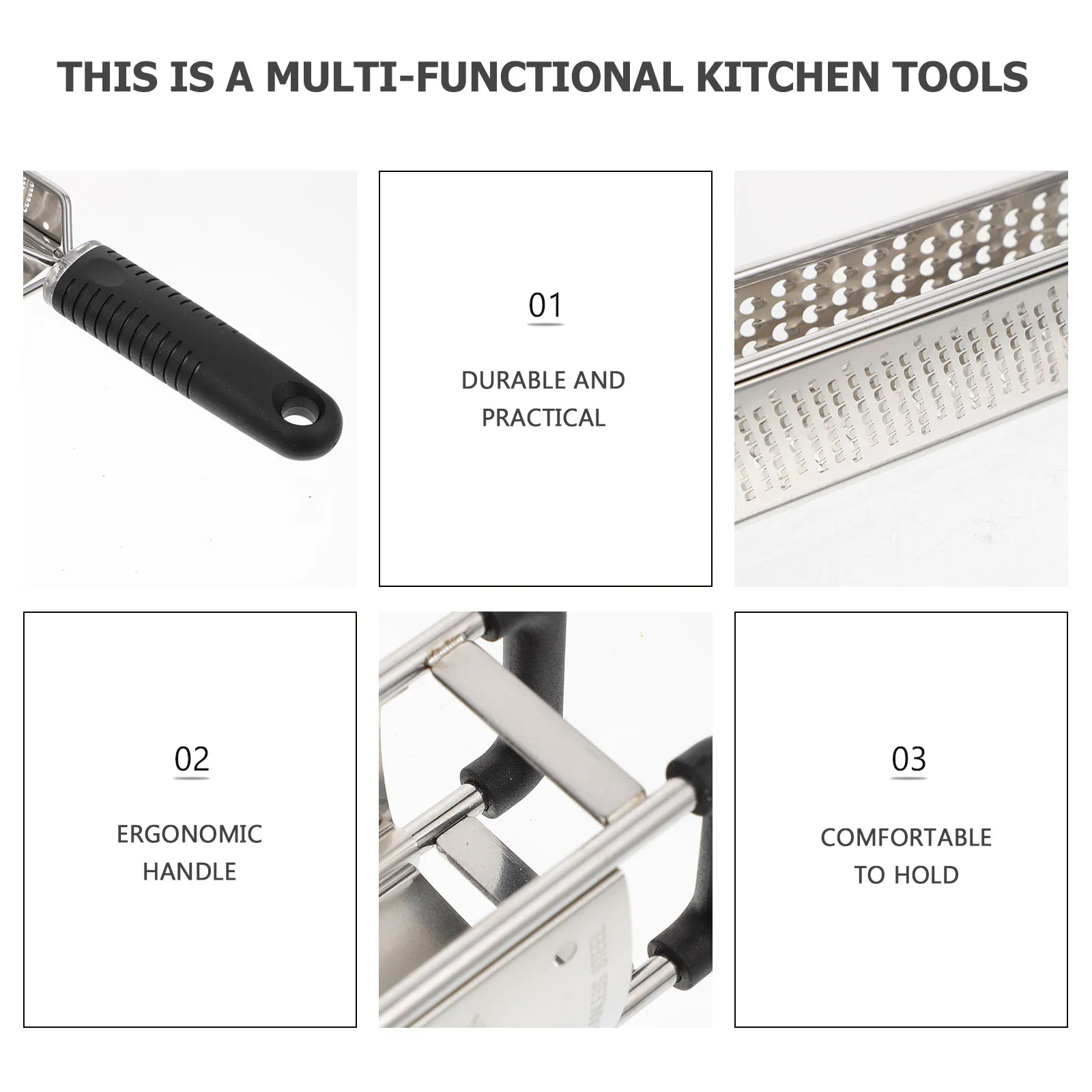 

1pc Stainless Steel Cheese Grater Multi-Functional Kitchen Gadget For Ginger Zester Vegetable Shredder Silver Hanging Hole