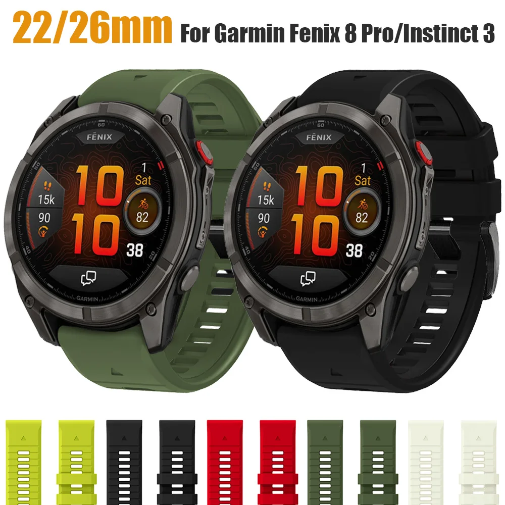 22/26 mm QuickFit Silikonarmband für Garmin Fenix 8 Pro/Instinct 3 2X/Tactix 8/Fenix 8 E 7X/Forerunner 970 Ersatzarmband