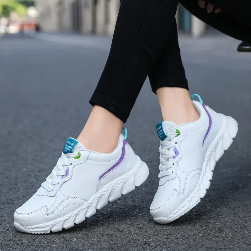 High Quality Waterproof Autumn Running Shoes Women Leather Non-slip Casual Sneakers Ladies Lightweight Fitness Walking Shoes