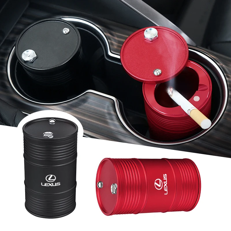 منفضة سجائر من سبائك الزنك للسيارة مع غطاء على شكل طبلة زيت دوارة لكزس F SPORT LBX NX RX 350h 450h ES UX 300e GS GX IS LS LX CT LC RC