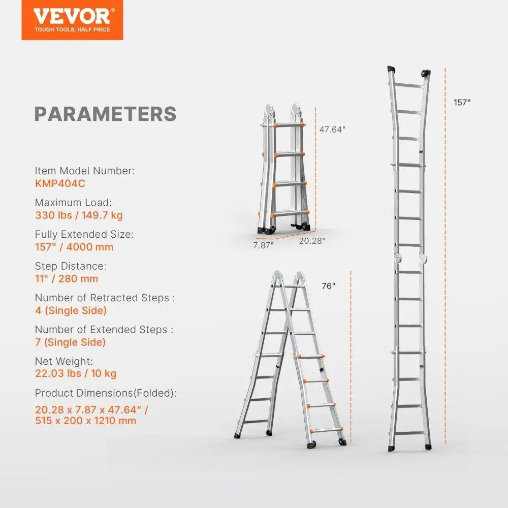 Telescópica A Frame Ladder, Multi Purpose para Homework, Stand Port, 13ft