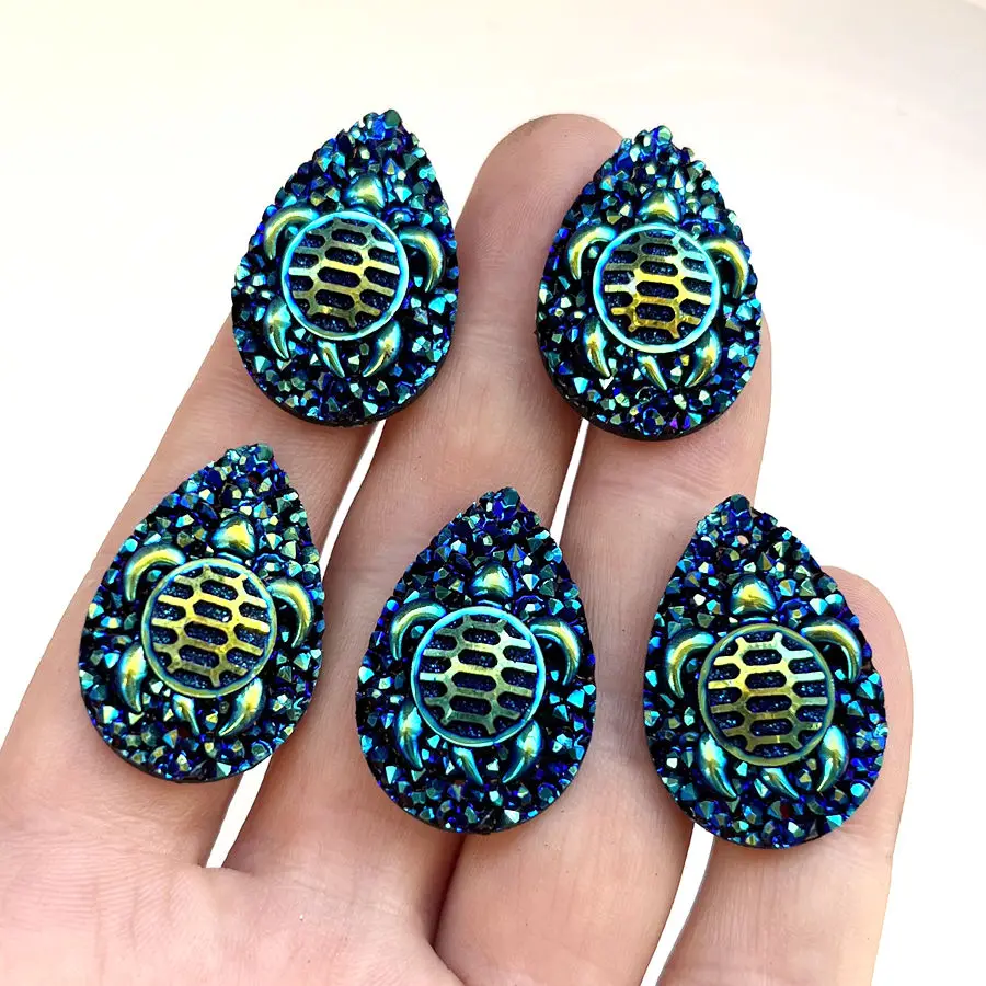 Charm Turtle Ore Resin rhinestone Flat back scrapbook Sewing Drop shaped Rhinestone diy Indigenous earring decoration