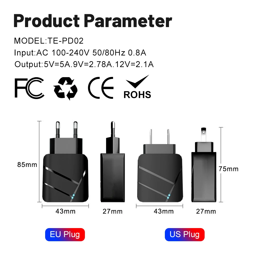 2 in1 PD USB C Charger Quick Charge QC 3.0 Wall Charger Adapter For iPhone 14 13 Samsung Xiaomi USB Charger Fast Charging image 6