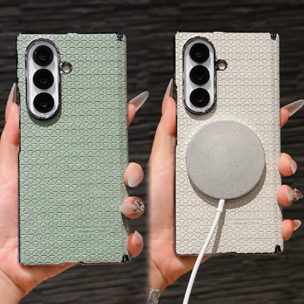 

Чехол для Samsung Galaxy Z Fold 7, роскошный защитный чехол из искусственной кожи с магнитной беспроводной зарядкой и задней крышкой для Z Fold 7 6 5