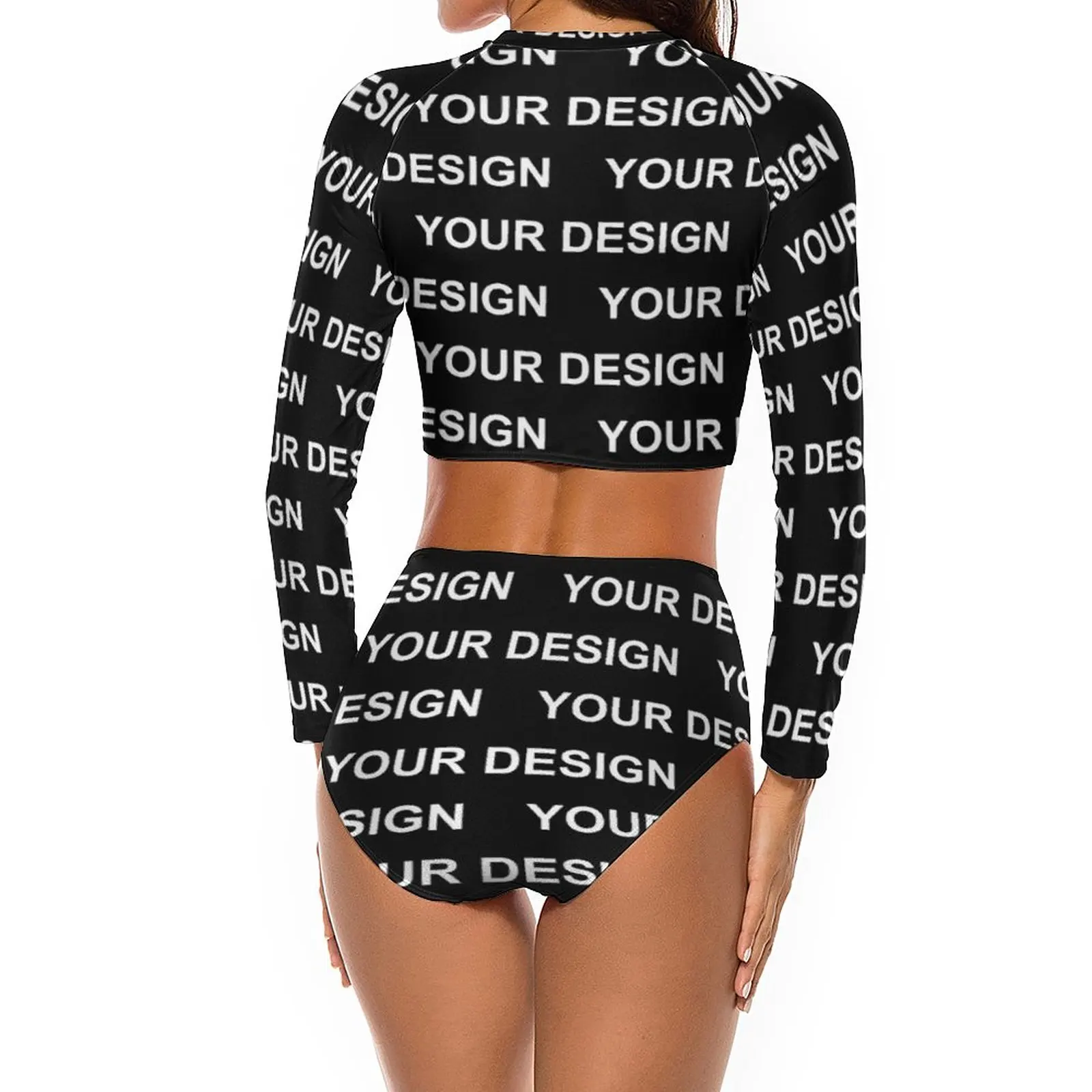 Add Design Customized Bikini Swimsuit Sexy Custom Made Your Image Long Sleeve Bikini Set Female 2 Piece Swimwear Sport Swimsuits