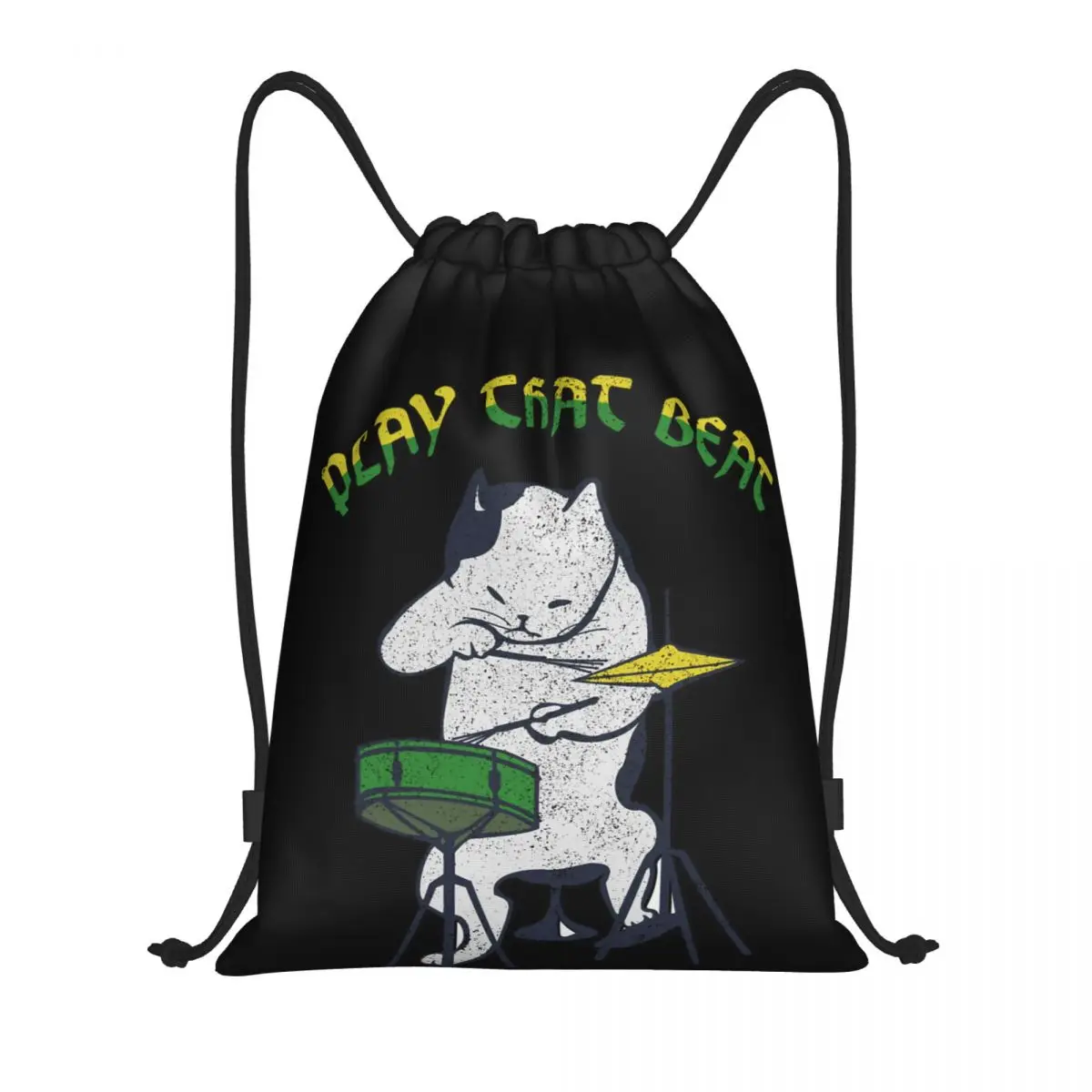 Play That Beat Drums 6 Drawstring Bags Gym Bag Infantry pack Sports activities Funny Backpack Humor Graphic