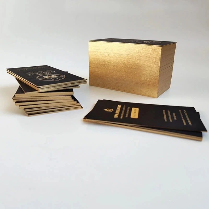 Customized.product.High Quality Black Gold Telephone Embossed Stamping Business Card Printing