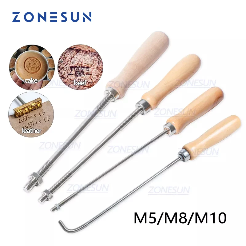 

ZONESUN 5/8/10mm Wood Handle Custom Logo Stamp Food Cake Cookie Branding Iron Leather Wood Burning Mold Stamping Tool