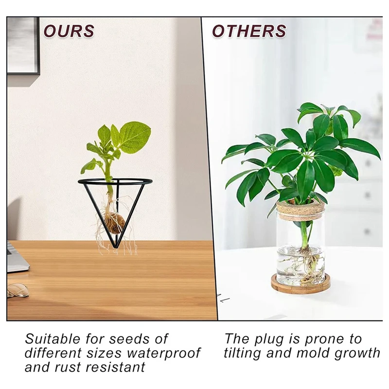 4 Pieces Avocado Seed Growing Metal Stand For 3.15 Inch Wide Cup Root Seed Growing Stand Triangle Metal Stand For Seeds