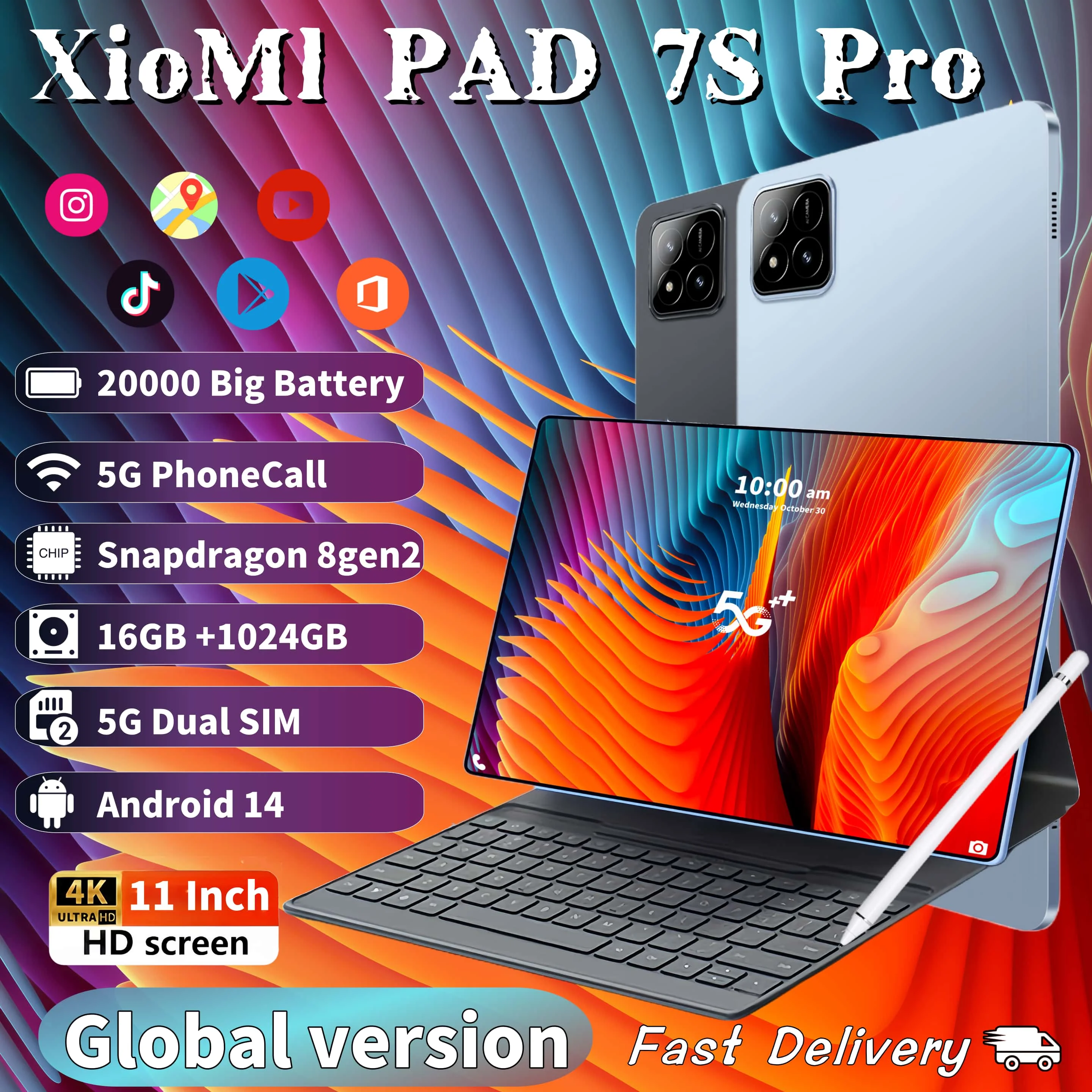 

2025 Original Global Version XIOMI Pad 7S PRO 20000mAh Android 14 Tablet 16GB+1T 11Inch Snapdragon 8gen2 DualSIM WiFi Tablets PC