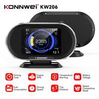 KONNWEI KW206 OBD2 Scanner Car Digital On-Board Computer LCD Display Fuel Consumption Water Temperature Gauge Speedometer HUD