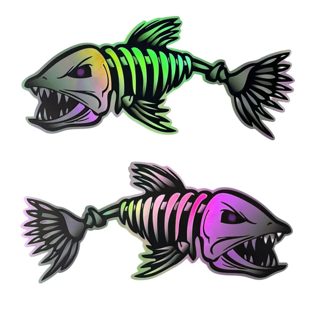 1Pair Fish Bone Vinyl Car Stickers Waterproof Decals for Car Window Trunk Hood Kayak Fishing Vehicle Motorcycle Truck Fuel Tank